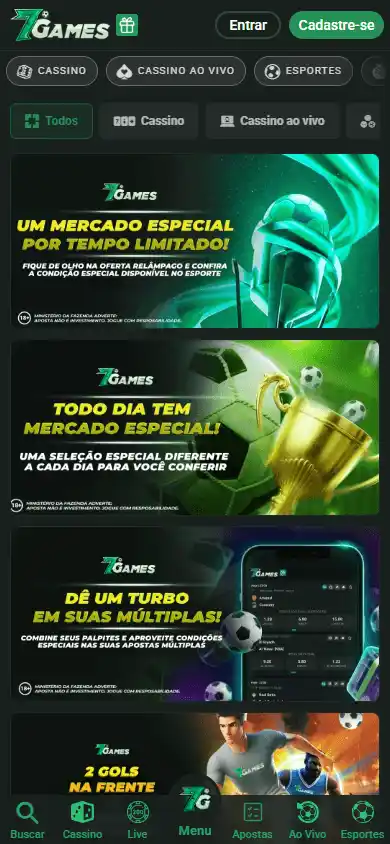 Arquivo móvel da área de promoções 7Games